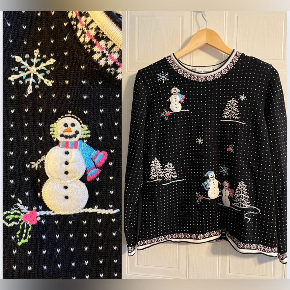 Vintage snowman Christmas sweater - Ramie/Cotton Size Medium